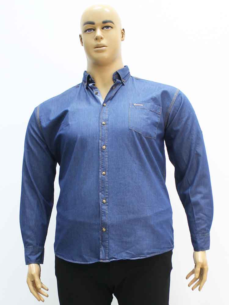 Сорочка (рубашка) мужская джинсовая  стрейчевая большого размера. Магазин «Большой Папа», Луганск.